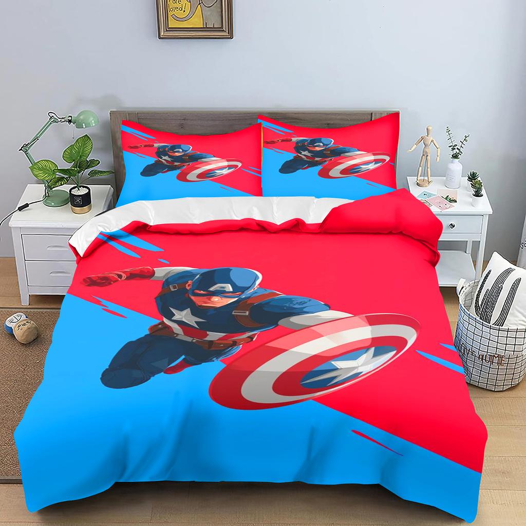 Anime Captain America Duvet Cover Set Kids Comforter Boys Bedding Children'S Bedding Set Quilt Cover Single Large King Size