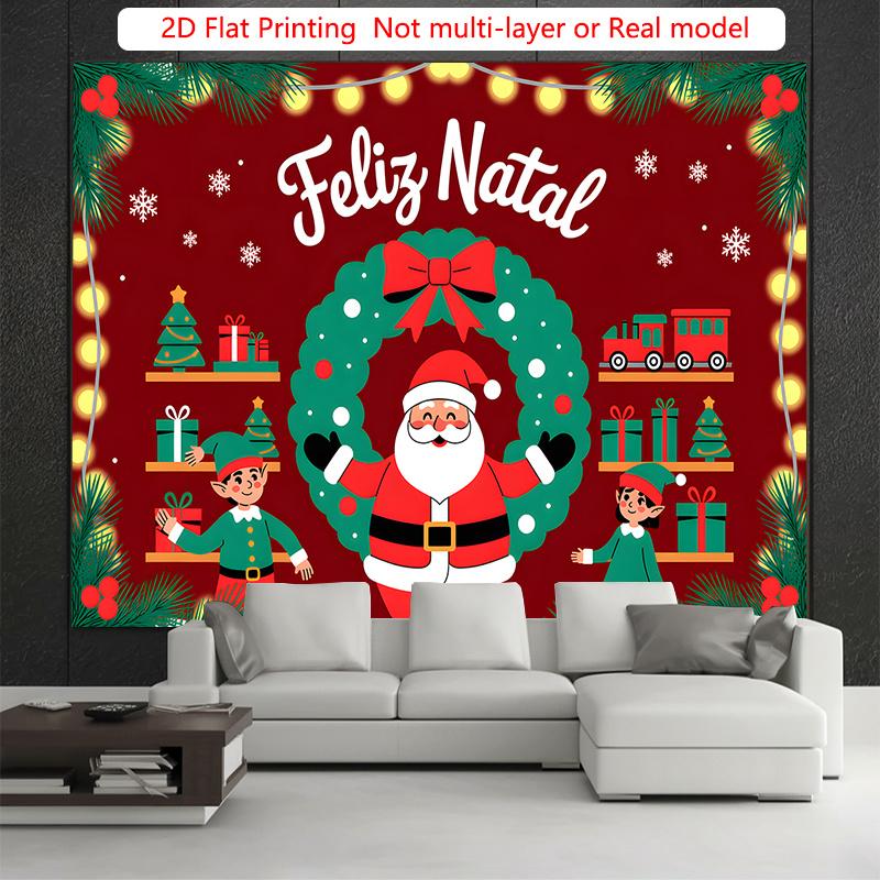 Party Backdrop Christmas Flat Festive Santa Wreath Event Backdrop Decoration Party Decor