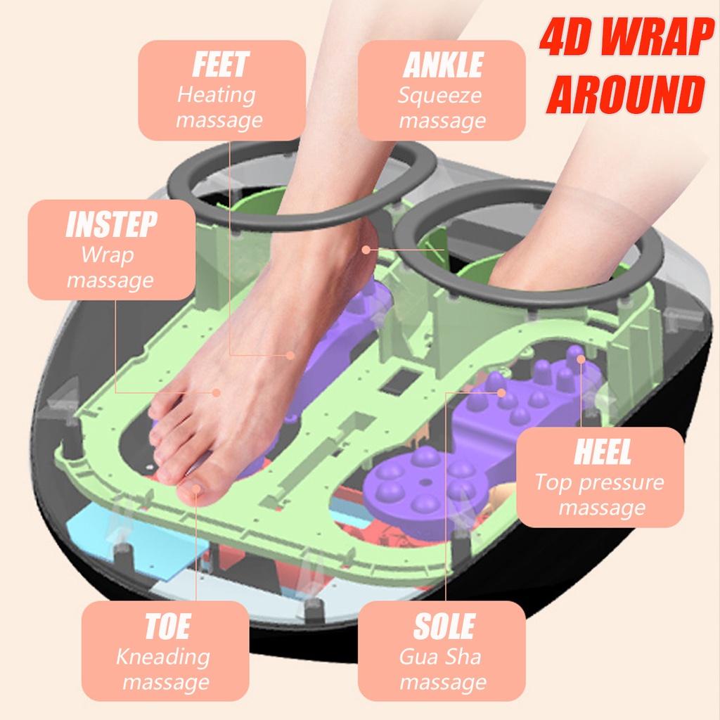 4D Shiatsu Kneading Air Pressure Foot Massager Infrared Heating Electric Foot Massage Care Machine Health Care Foot Massage Tool 48W