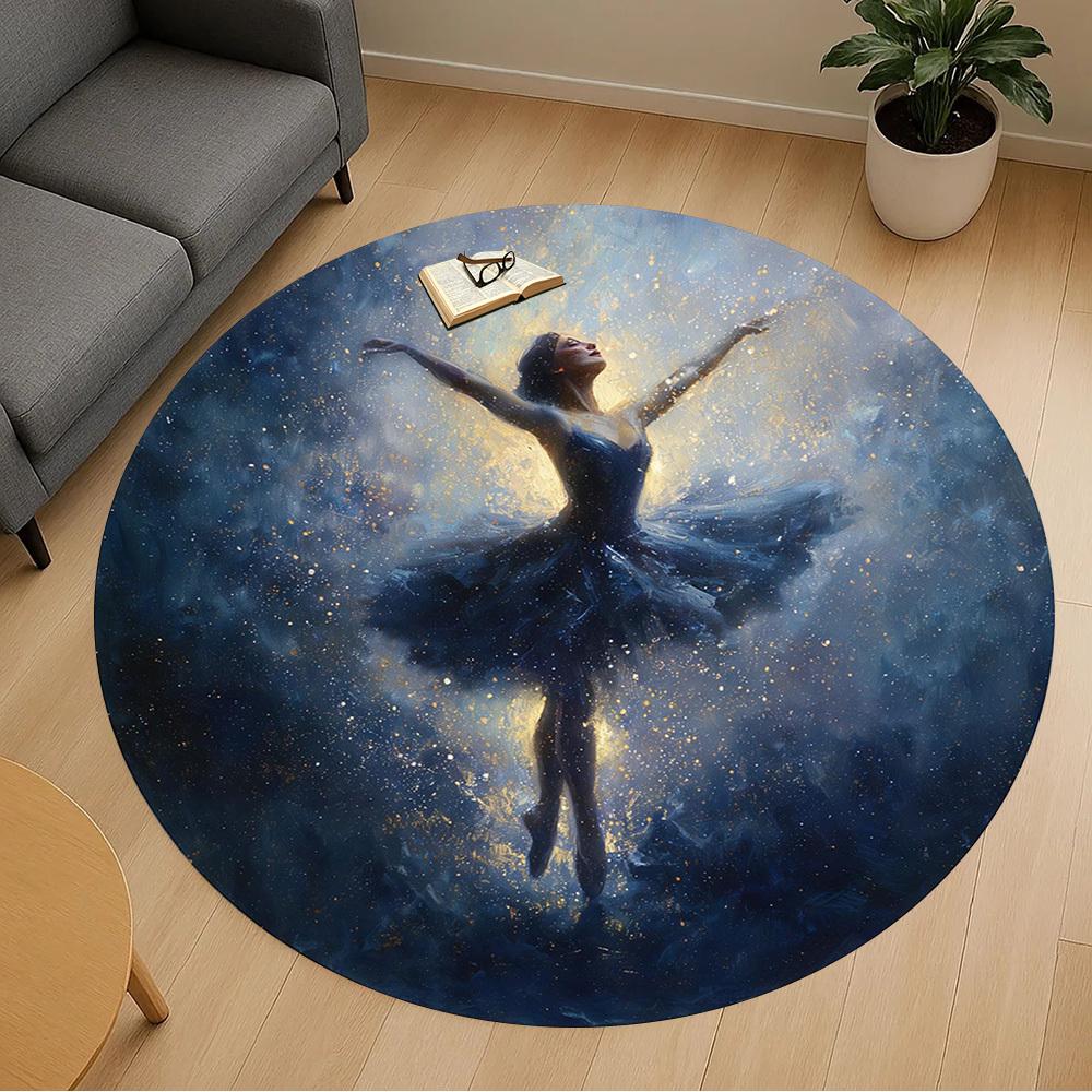 1pc Dancer Galaxy Round Chair mat office Area Rug - Non-Slip, Floor Mat for Office, Bedroom, Ideal home decor gift c0112120