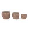 Single Handmade Ceramic Plant Pot (diameter 23 cm), Glossy Beige with Coin Relief, Breathable, Frost-Resistant, with Drainage Holes for Balcony Plants