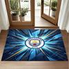 Manchester City Design Crystal Velvet Rug Soft Decorative Mat for Bedroom Entrance