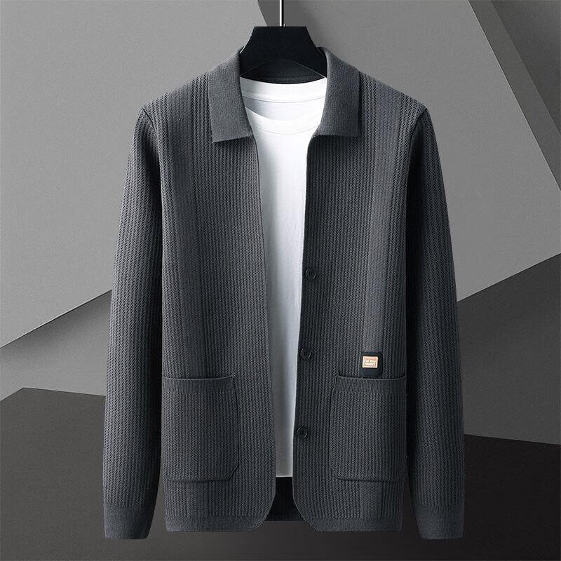 ROMON Men's 2026 Autumn Polo Collar Cardigan Sweater
