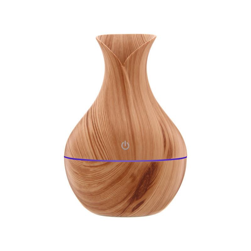 Vase Humidifier Shaped With Wooden Pattern Light Wood Ultrasonic Purifier Air