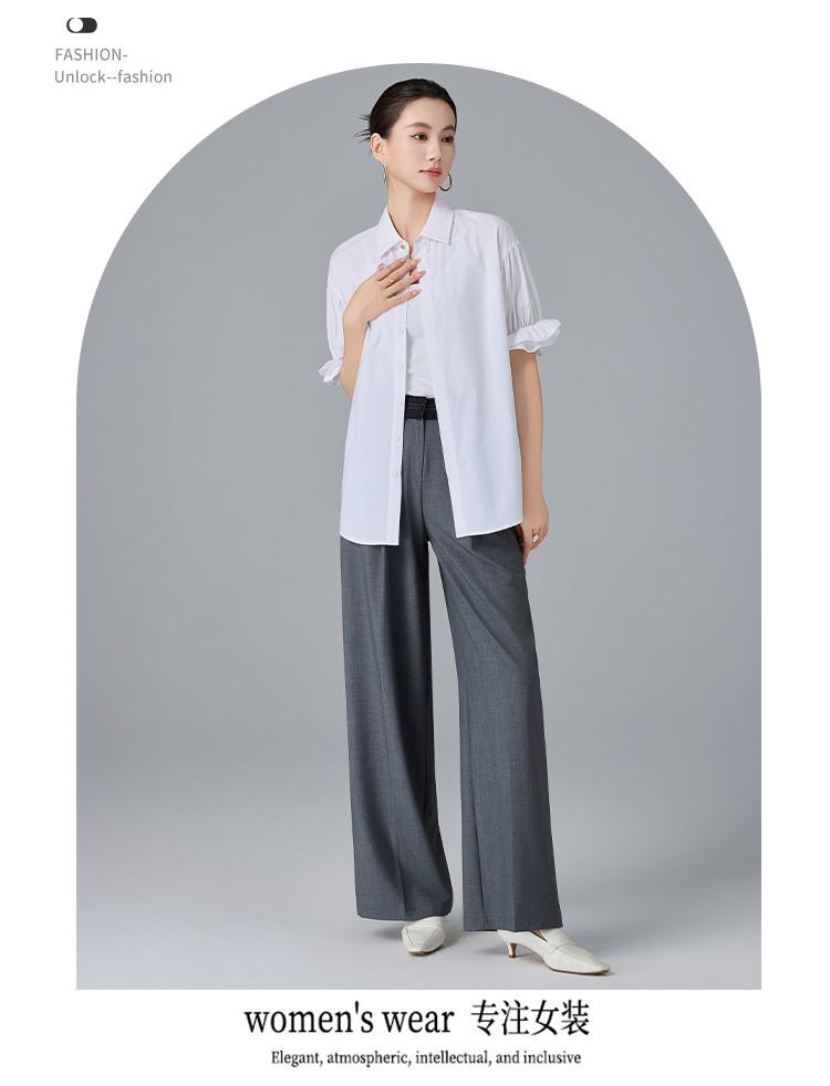 Design inspired shirt with bubble sleeves, simple and versatile women's top