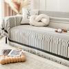 Capa de sofá listrada de chenille nórdica para sofá de 3/4 lugares em formato de L, capa protetora anti-arranhões de gato, toalha de uma peça
