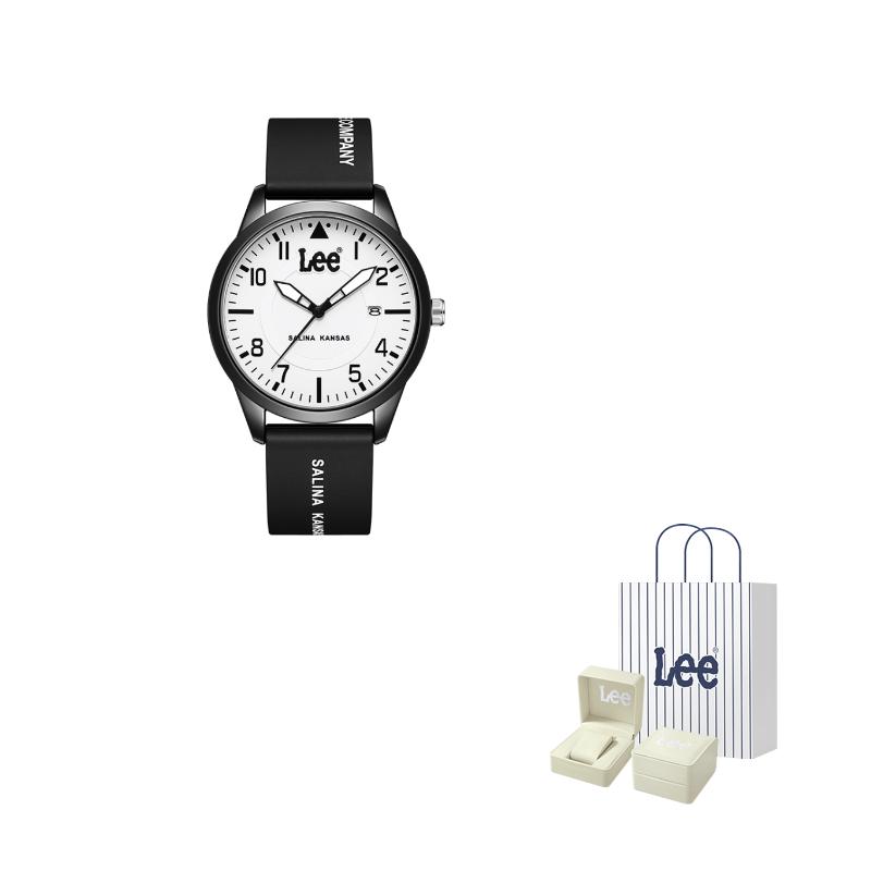 Lee Armbanduhr Quarzwerk Silikonarmband Weißes Zifferblatt Unisex Geburtstag Schulkamerad Zurück in die Schule Saison Box M525-LEE