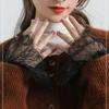 2pairs Mesh Lace Sweater Decorative Sleeves Women Black White Ruffles Elbow Mittens Cuff Detachable Wedding Dress Fake Sleeves