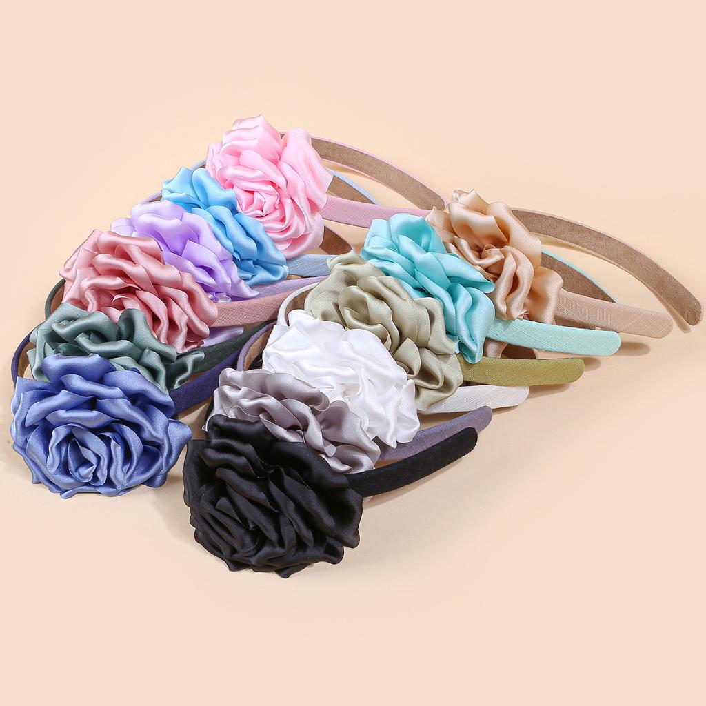 Modische Blumenstirnbänder für Frauen Stoff Kunststoff Haarreifen Satin Blumenstirnband Frauen Mädchen Kinder Haar-Accessoires