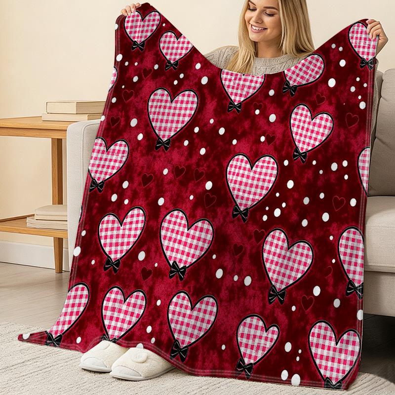 Multi-functional Flannel Fleece Blanket No Shedding Heart Series, Soft Warm Cozy Throw for Home, Valentine's Gift & Decor