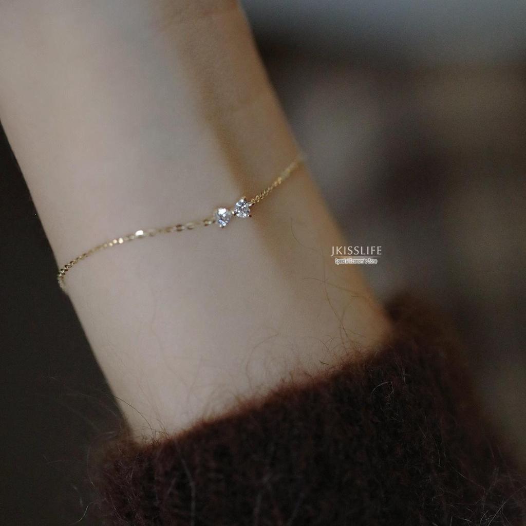Exquisite Sterling Silver & 14K Gold Plated Bow Knot Bracelet - Fine Sparkle, Japanese Style Gift