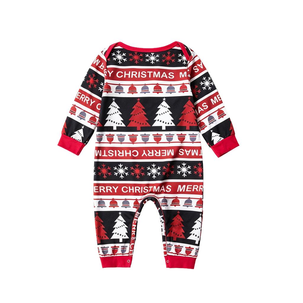 Christmas Print Family Matching Pajama Set, Neck Long Sleeve and Long Pants Loungewear