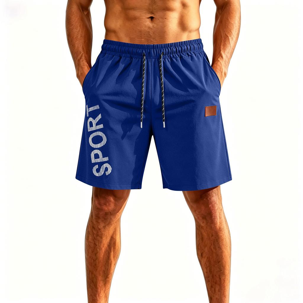 Herren Schnelltrocknende Locker Geschnittene Fünf Zoll Eis Seide Sportshorts mit Elastischem Bund und Kordelzug für Training Laufen Fitness