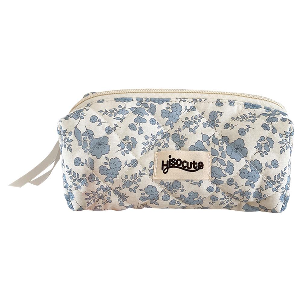 Quilted Bow Floral Pencil Case Multi-Layer Stationery Storage Bag Stationery Organizer for Teen Girls