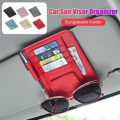 Car Sun Visor Organizer Multi-Pocket Auto Interior Accessories Pocket Organizer Car Document Storage Pouch Glasses Holder