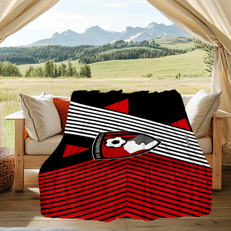 1PC Soccer Ball Afc Crest Printed Soft Flannel Blanket Throw for Adult Bedroom Living Room Sofa Camping Travel Fan Gifts Christmas Gifts