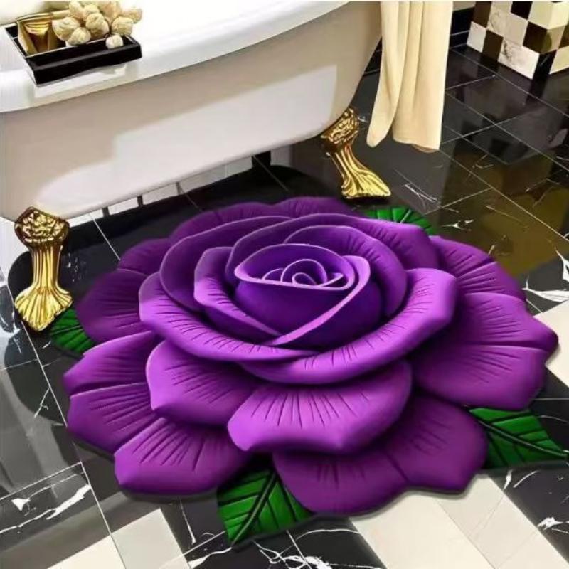 3D Floral Carpet, Water-absorbing and Anti-slip Floor MATS for Home Bathrooms, Kitchens and Toilets, Small Carpet for The Living Room