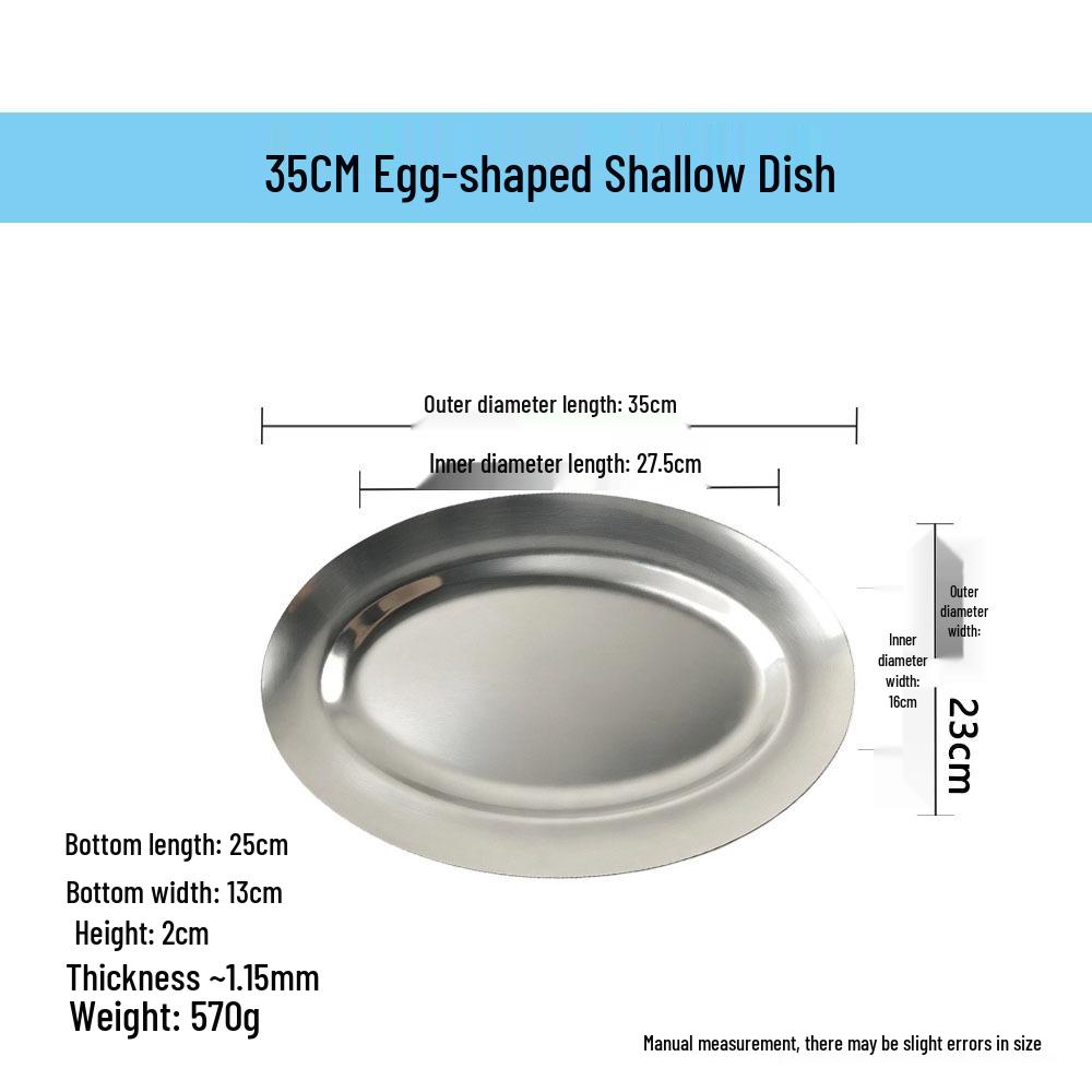 Stainless Steel Thickened Egg and Fish Tray for Canteen and BBQ