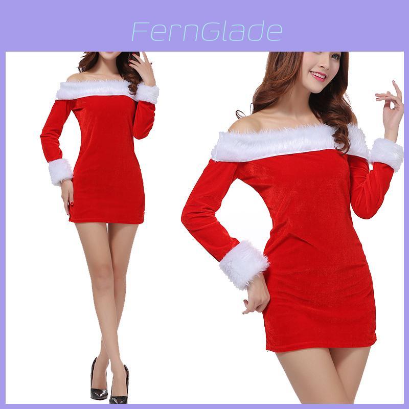 Elegant Xmas Off-shoulder Velvet Dress For Women Perfect For Christmas Parties