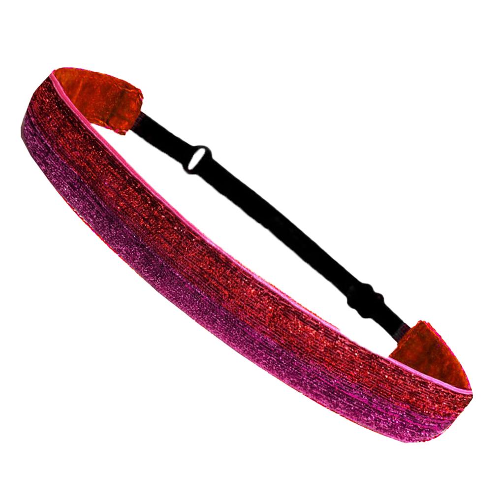 Adjustable Glitter Sequin Headbands for Women, Non Slip Velvet Lined Sports Yoga Hair Bands, Sparkly Elastic Head Wraps for Party Festival Gym Running