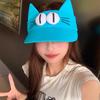 Quick-drying Fabric Big Eyes Cat Visor Cap Sun Protection Cat Ears Sun Hat Kitty Hollow Hat  Girls