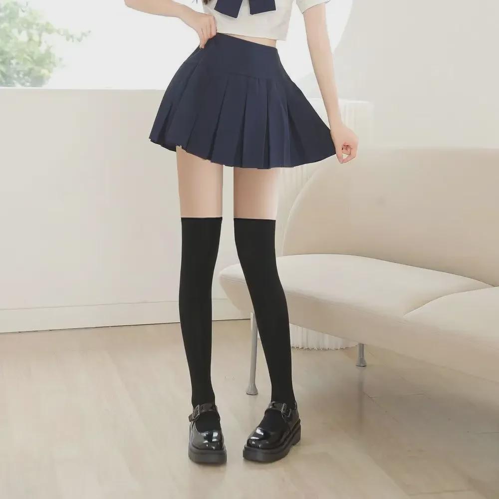 Damen Faux Oberschenkelhohe Gespleißte Strumpfhose - Einteiliger JK-Stil, Frühling/Herbst Dünne Overknee-Strümpfe