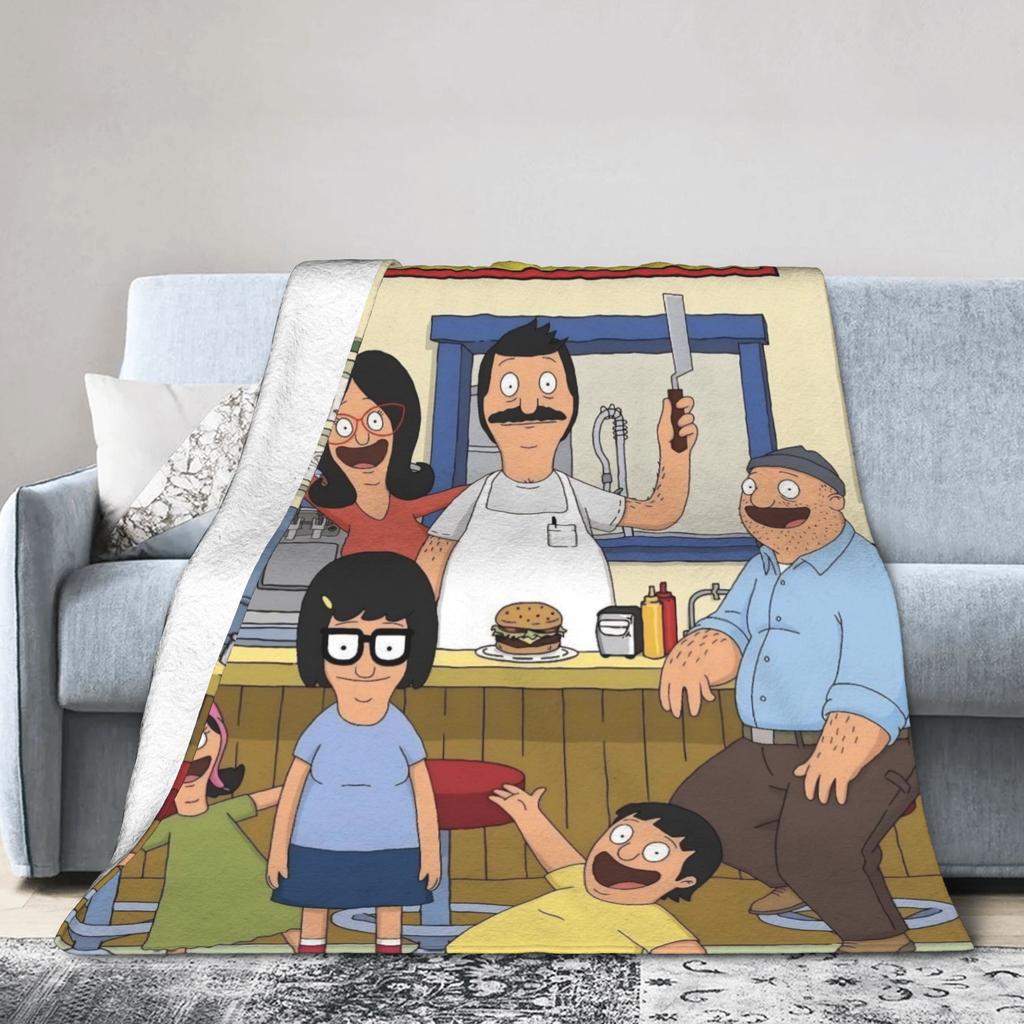 Bob Burgers Flannel Blanket Winter Super Warm Throw Blanket for Kids Couch Chair Aesthetic Bedspread Sofa Bed Cover