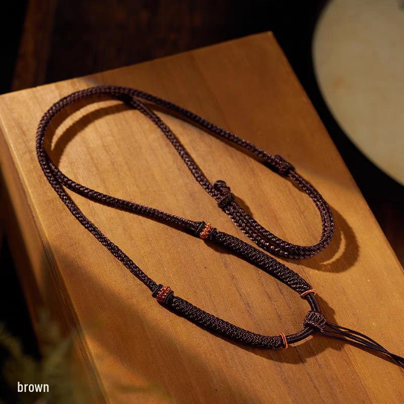 Hand-Woven Eight-Strand Unisex Necklace Rope for Pendants, Jade, Beeswax, Thangka