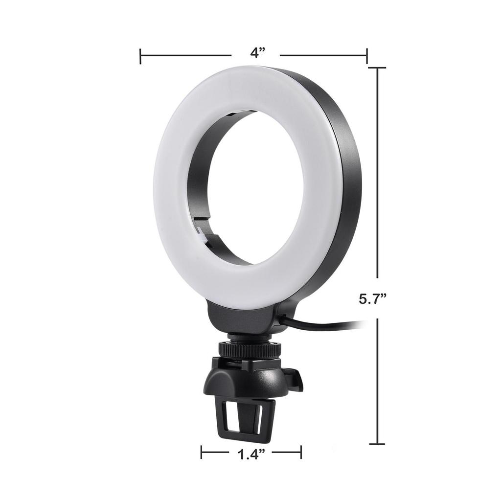 Clip On Ring Light with Clamp Mount for Laptop Video Conference Portable 4 Inch Zoom Light