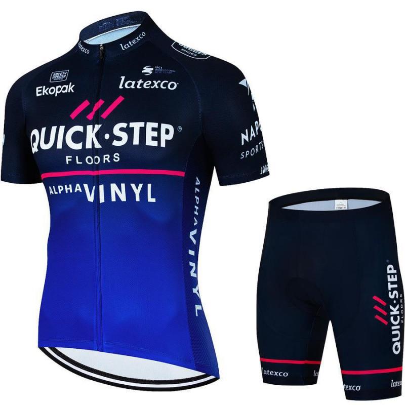Quick Step Team Cycling Jersey Bib Shorts Set Men Women Breathable Ride Wear