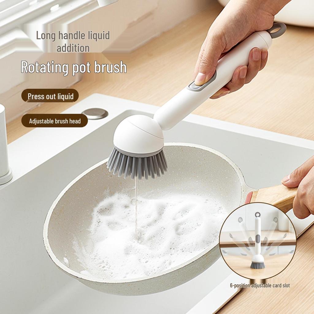 Long-Handled Rotating Kitchen Brush - Non-Stick, Multi-Functional Cleaning Tool