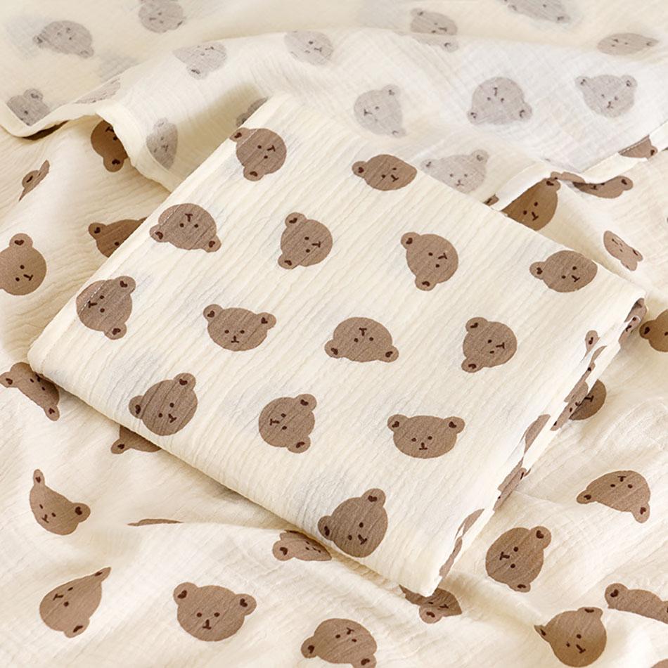 100x100cm Newborn Baby Shower Wrap Toddler Kids Cartoon Bear Double Layer Gauze Bath Towel Soft Quick Drying for Spring Autumn