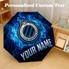 8 Rib Auto Folding Umbrella Club Brugge FC Print Custom Name Text Portable Rain Gear