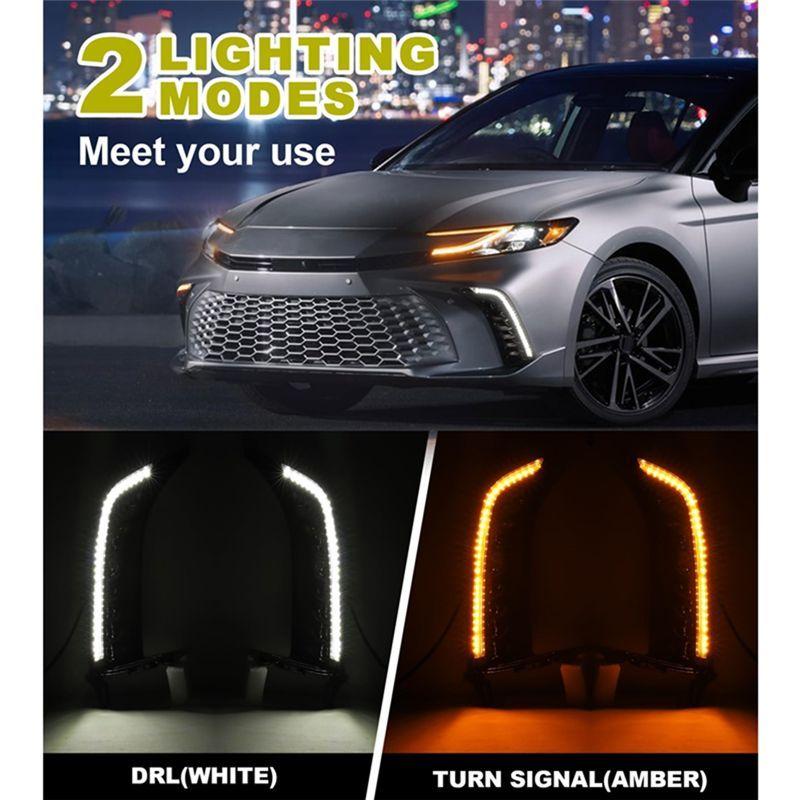 Strange Front Bumper Fog Light For Toyota Camry SE XSE 2025 DRL White Daytime Running Light Amber Turn Signal Lamp Accessories