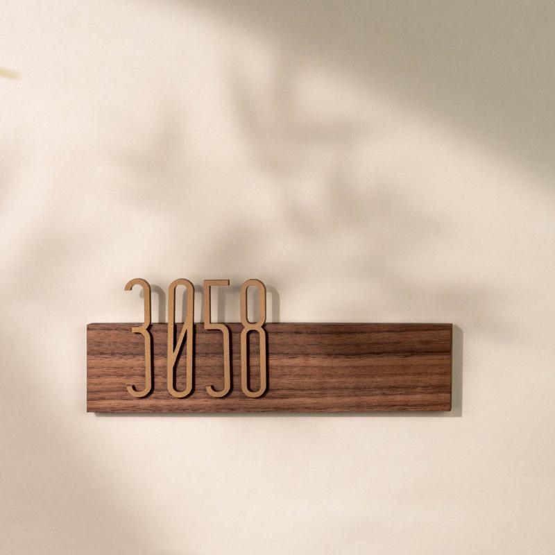 Creative Light Luxury Door Number Plate with Induction Light for Entrance 10x20 cm