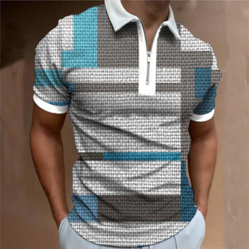 Mens Sport Knitted Short Sleeve Polo Shirt 3d Printing High Quality Hot Selling Men's Wear