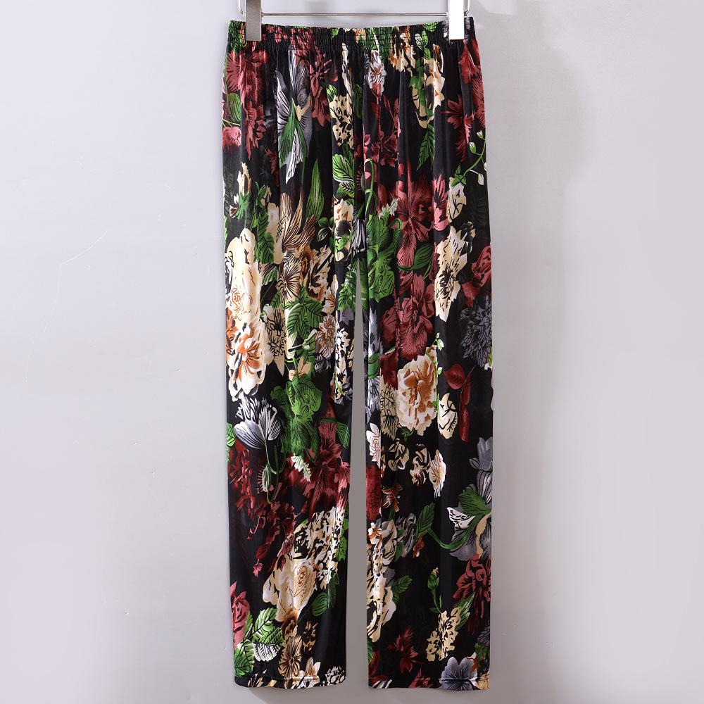 Casual Summer Women's Plus Size Ice Silk Stretch Pants - Loose, High Elastic Waist for Middle-Aged and Elderly