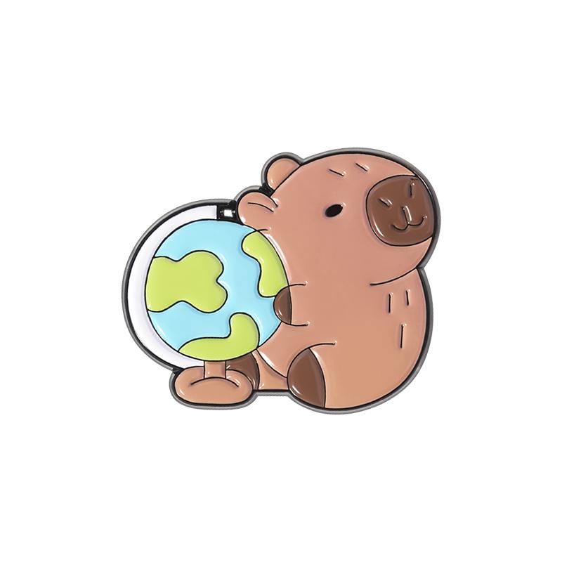 

Cartoon Capybara Cute Animal Enamel Pins Kawaii Hippopotamus Hippo Brooches Lapel Badge on Backpack Jewelry Gifts For Friends