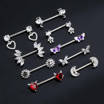 1 Pair   Both Sides Screwed Belly Button Rings Sets Stainless Steel Body Piercing Ring