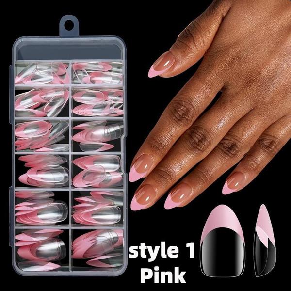 120 szt./pudełko akrylowe sztuczne paznokcie średniej długości kwadratowe migdałowe pancerze pełne końcówki paznokci mogą być usuwalne mieszane rozmiary naciśnij na paznokcie sztuka dekoracji