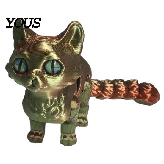 Handheld Decompression Toys 3D Printed Cat Toy, Articulated Movable Joint Figurine for Desk Fidget Office Decor, Cute Sensory Toy Kids Adults,