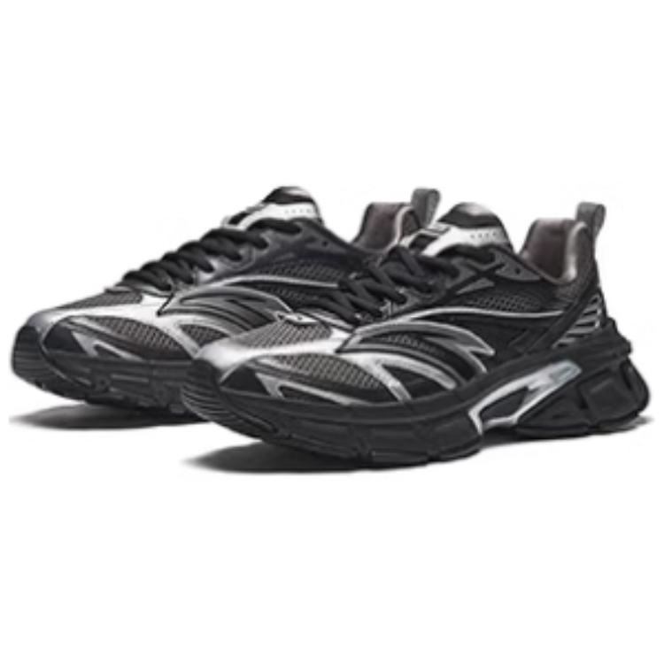 Anta Comfortable Versatile Shock Absorbing Non-Slip Low-Top Casual Shoes Men sneaker Black Silver Gray 112518895-3