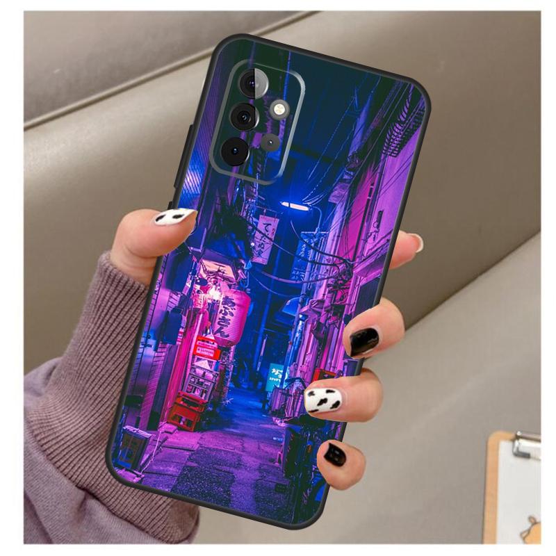 Japanese Night City Aesthetic Case For Samsung Galaxy A54 A34 A24 A14 A53 A33 A23 A13 A52 A32 A22 A12 A71 A51 A15 A25