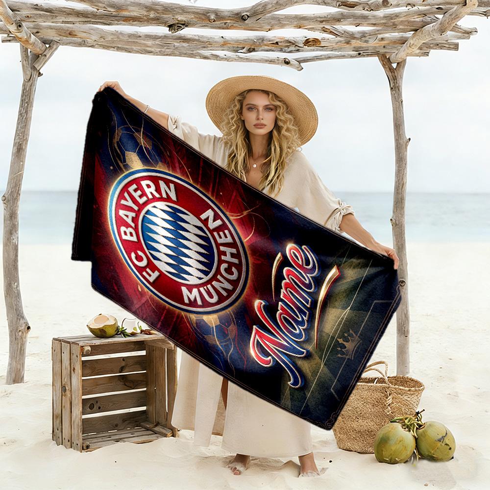Fc Bayern München Poster Personalized Text Beach Towel High Absorbency & Quick-Dry Perfect for Traveling Yoga Camping and Swimming