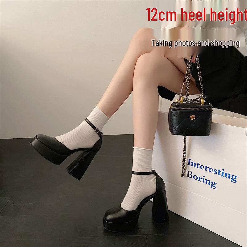 

Dwarf s Joy 2025 Женские водонепроницаемые туфли Мэри Джейн на высокой платформе и высоком каблуке 39