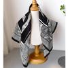 100% Mulberry Silk 65 Silk Double Crepe Black and White Baroque Square Scarf Women's Spring and Summer Thin Breathable Light Luxury Silk Scarf