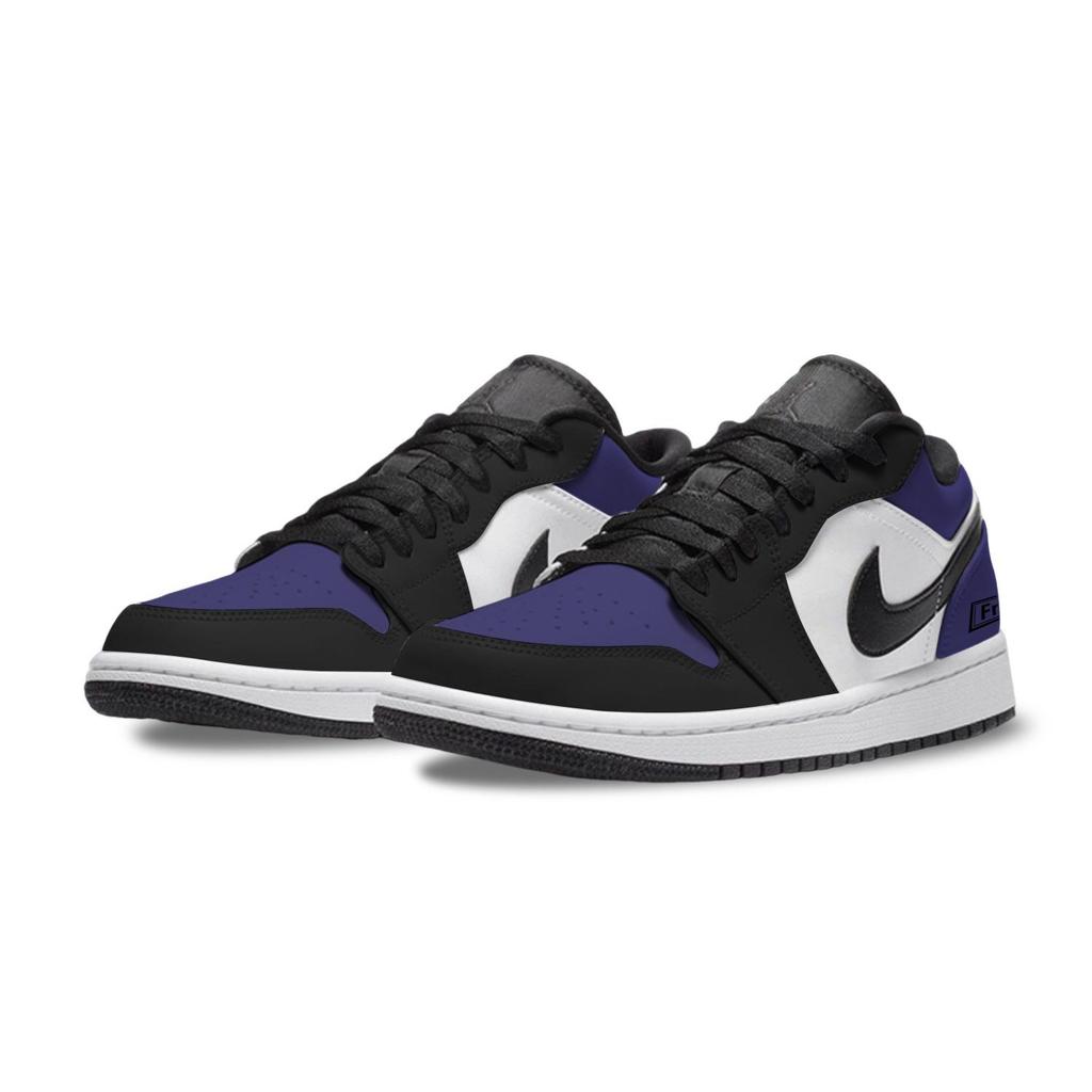 Jordan Air Jordan 1 Reverse Abrasion Resistant Low top Vintage Basketball Shoes Unisex Black Purple 553558-165(Team701-F)