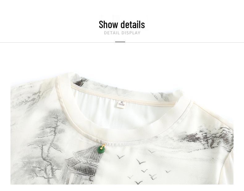 Elegant Summer Chiffon Dress: Chinese Style, Short Sleeves, Loose Plus Size for Middle-Aged and Elderly Women