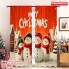 2pcs 2D Flat Printing Merry Christmas Popular Curtain Merry Christmas Day Snowman Versatile 100% Polyester Without Electricity