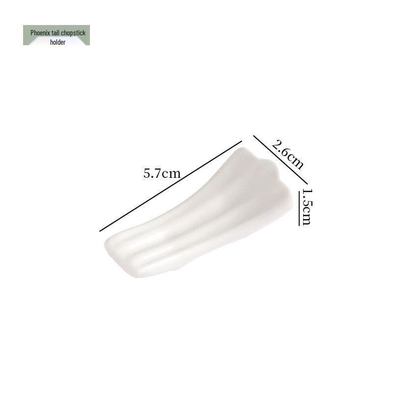 Qianxing White Ceramic Phoenix Tail Chopstick Rests Set